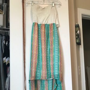 strapless, high low, colorful summer dress